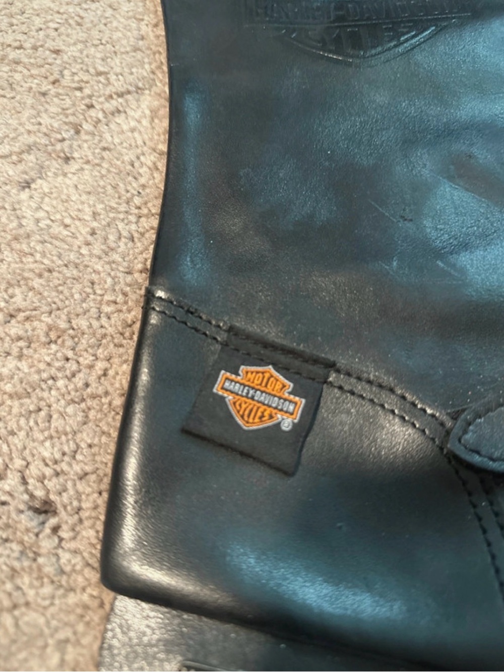 Harley-Davidson Black Leather Christmas stocking with Buckles - Picture 2 of 5